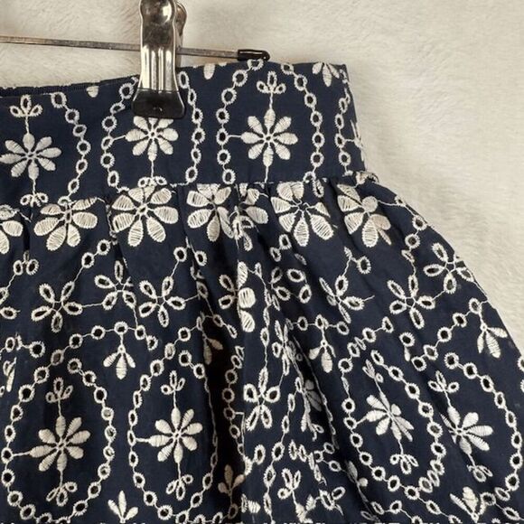 Kate Spade The Rules Skirt Navy Blue Eyelet Faux Wrap Cotton Embroidered size 10 - Picture 4 of 14
